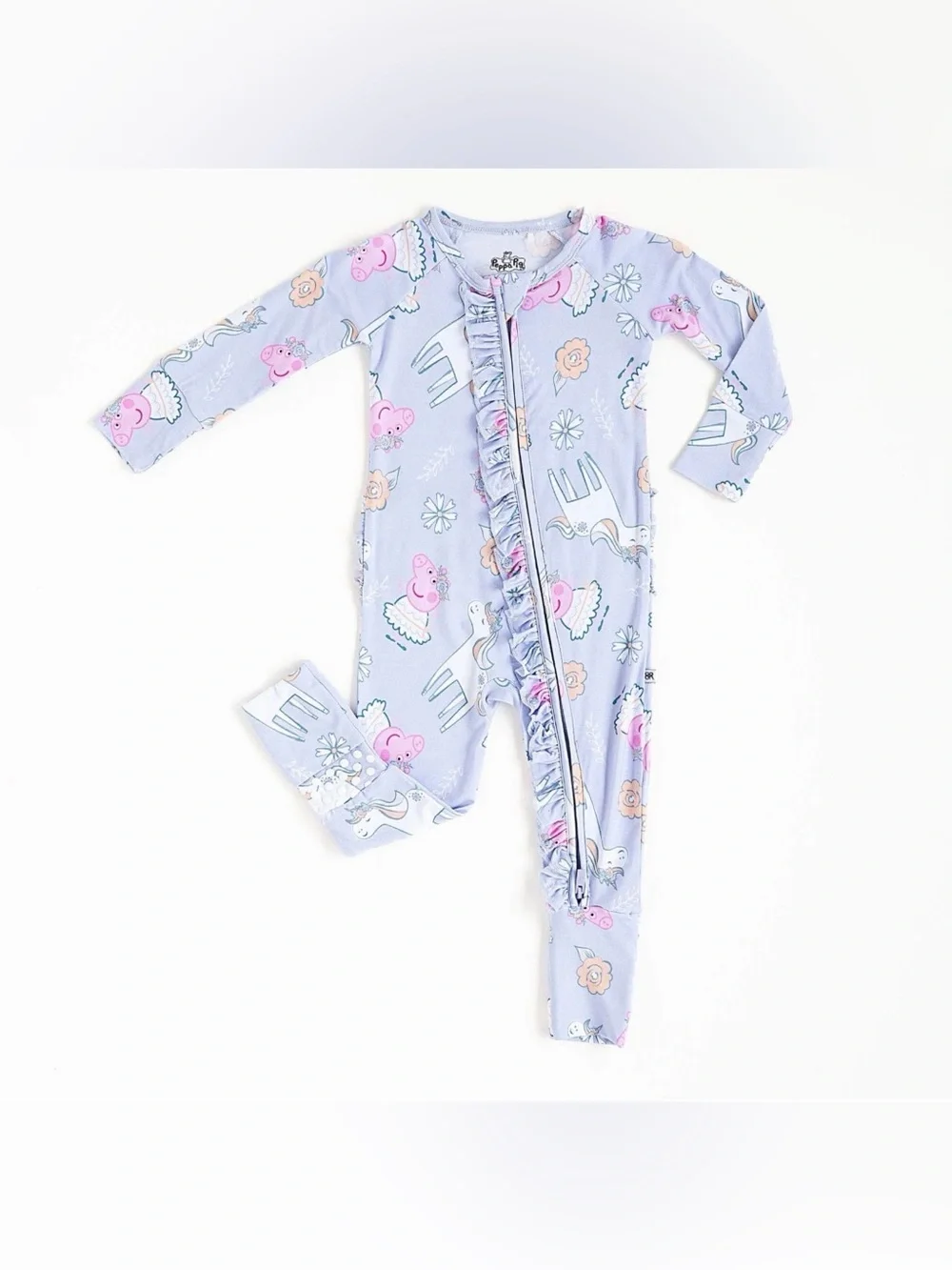 BUMS & ROSES Baby Girl Peppa Pig Bamboo Ruffle Romper - 0-3M